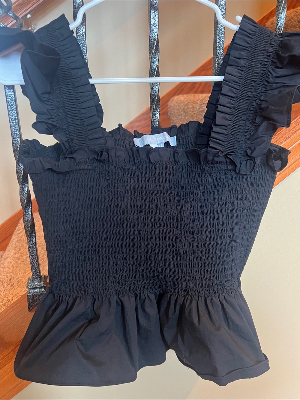 Dollhouse Black Smocked Ruffle Top